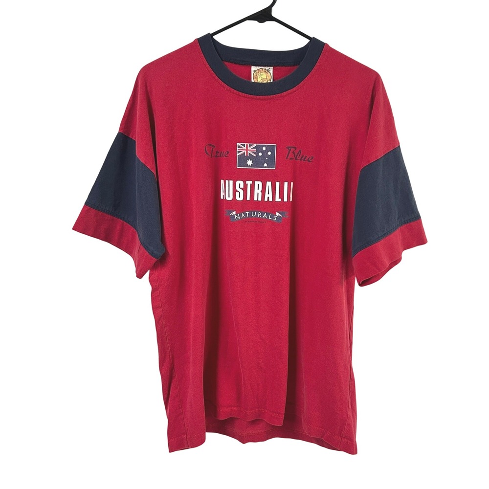Vintage Australia Graphic T Shirt Red True Blue Flag Australian Made 90s Tee